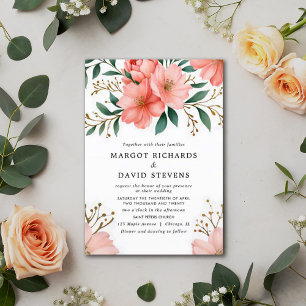 Convites Casamento Botânico por Primavera de Peach Coral