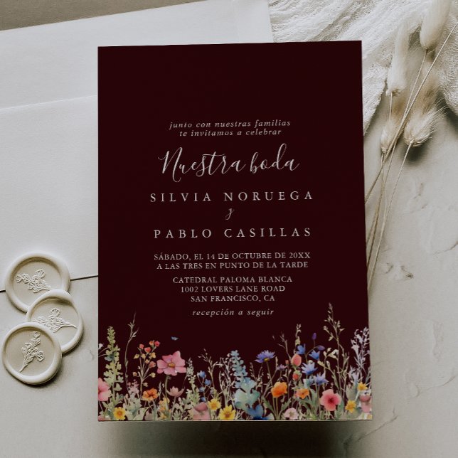Convites Casamento Botânico Prado Rústico Nuestra Boda (Criador carregado)