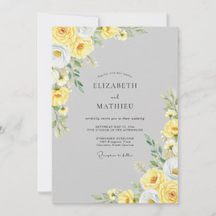Convites Casamento Botânico Radiante Cinza Claro