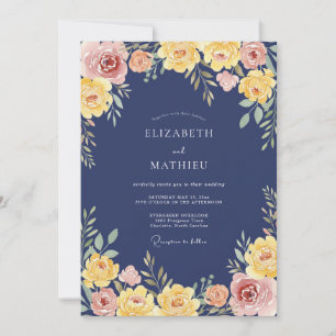 Convites Casamento Botânico Radiante Marinho