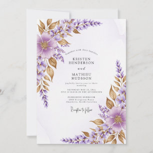 Convites Casamento Botânico Refinado de Lavanda