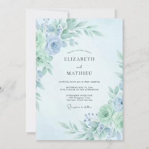 Convites Casamento Botânico Revitalizante de Verde Água Men