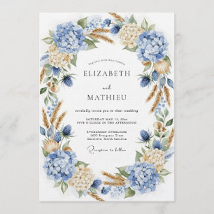 Convites Casamento Botânico Romance de Hortênsia Azul