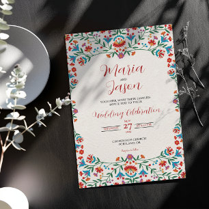 Convites Casamento Botânico Romântico Colorido Mexicano