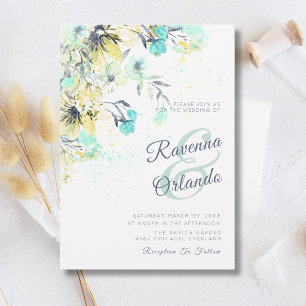 Convites Casamento Botânico Romântico de Flor Silvestre Pas