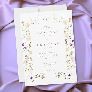 Convites Casamento Botânico Romântico de Flores Silvestres 