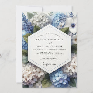 Convites Casamento Botânico Romântico de Hortênsia Azul