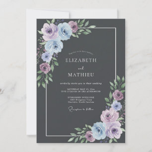 Convites Casamento Botânico Romântico Lavanda Azul