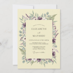 Convites Casamento Botânico Romântico Roxo