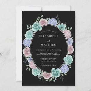 Convites Casamento Botânico Romântico Roxo Azul