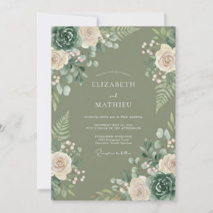 Convites Casamento Botânico Romântico Sage