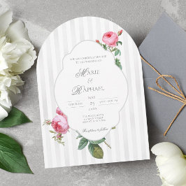 Convites Casamento Botânico Rosa Francês Chic Romântico