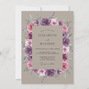 Convites Casamento Botânico Rosa Plum