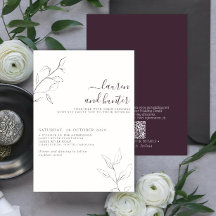 Casamento Botânico Roxo Púrpura de Código QR Moder
