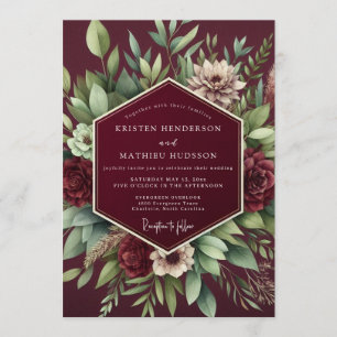 Convites Casamento Botânico Rubi Luxuoso