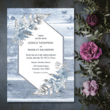 Casamento Botânico Rustic Dusty Wood Blue