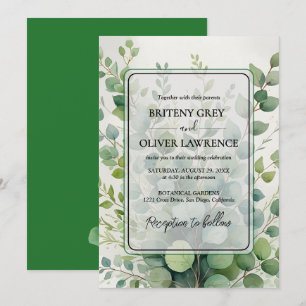 Convites Casamento Botânico Rustic Eucalyptus Greenery