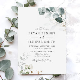 Convites Casamento Botânico Rustic Eucalyptus Greenery