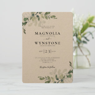 Convites Casamento Botânico Rustic Kraft Eucalyptus