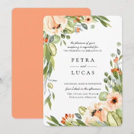 Convites Casamento Botânico Rustic Peach