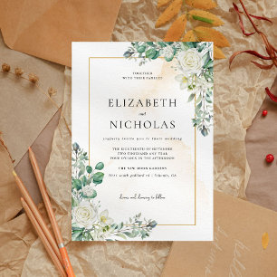 Convites Casamento Botânico Rustic White Floral