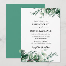 Convites Casamento Botânico Rústico de Eucalipto