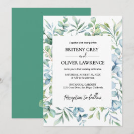 Convites Casamento Botânico Rústico de Eucalipto Verde