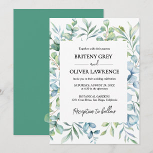 Convites Casamento Botânico Rústico de Eucalipto Verde