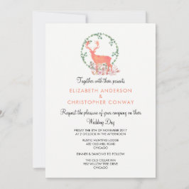 Convites Casamento Botânico Rústico de Rena em Aquarela