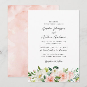 Convites Casamento Botânico Rústico Rosa Vergonha
