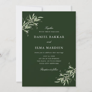 Convites Casamento Botânico Rústico Simples Elegante com Ve