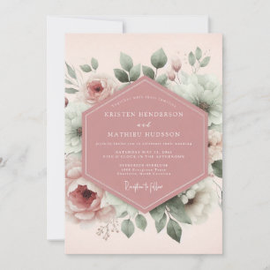 Convites Casamento Botânico Sereno Rosa