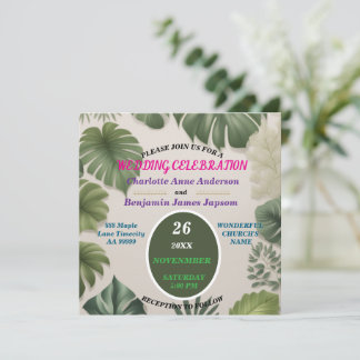 Convites Casamento Botânico Simples