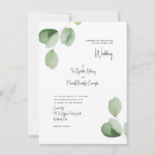 Convites Casamento Botânico Simples de Aquarela Moderna