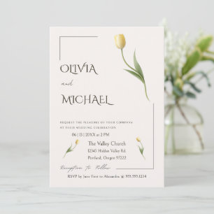 Convites Casamento Botânico Simples de Tulipa Elegante