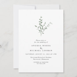 Convites Casamento Botânico Simples e Elegante de Folhas de