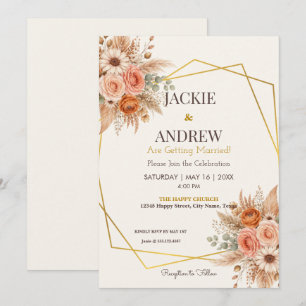 Convites Casamento Botânico Simples Elegante Floral