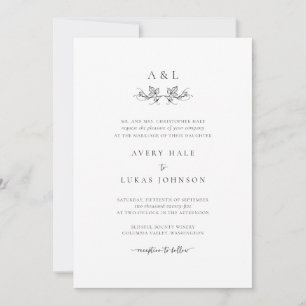 Convites Casamento Botânico Simples Monograma