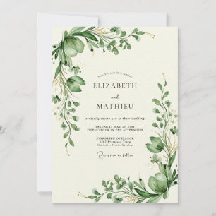 Convites Casamento Botânico Sofisticado em Verde Sage