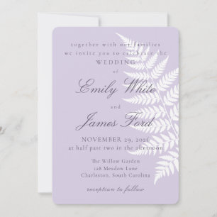 Convites Casamento Botânico Soft Lavender White Fern 5x7