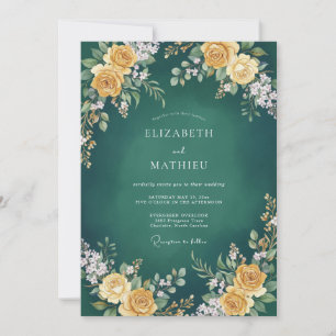 Convites Casamento Botânico Suntuoso Verde Esmeralda