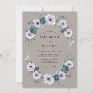 Convites Casamento Botânico Taupe Moody