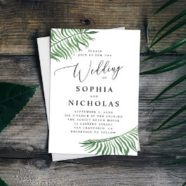 Convites Casamento botânico tropical aquarela. Folhas de pa