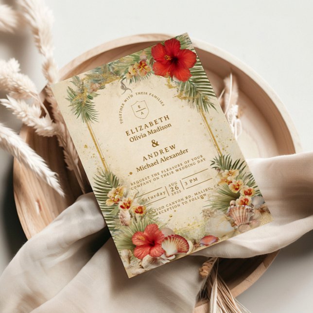 Convites Casamento Botânico Tropical Elegante (Criador carregado)