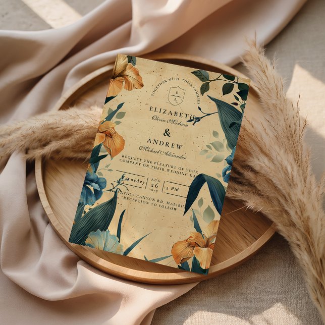 Convites Casamento Botânico Tropical Vintage (Criador carregado)