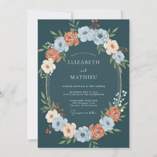 Convites Casamento Botânico Verde-azulado Luxuriante