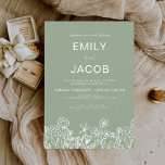 Convites Casamento Botânico Verde de Flor Selvagem<br><div class="desc">Ponha o tom para o seu casamento botânico verde com suites de convite encantadores. A maneira perfeita de anunciar seu grande dia aos seus amigos e família, esses convites darão aos seus hóspedes uma espreitadela da beleza botânica que os espera. A suíte de convites deve refletir a beleza do mundo...</div>