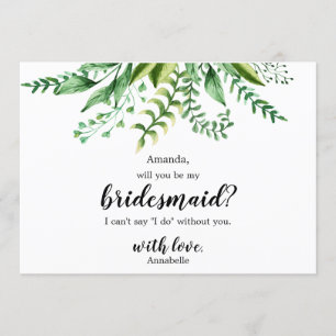 Convites Casamento Botânico Verde Elegante Seja Minha Dama