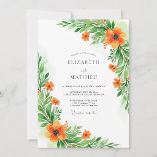 Convites Casamento Botânico Verde Laranja