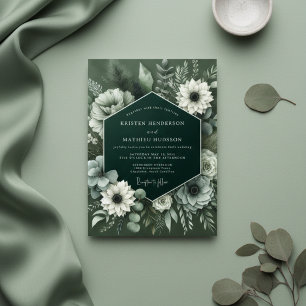 Convites Casamento Botânico Verde Profundo e Exuberante